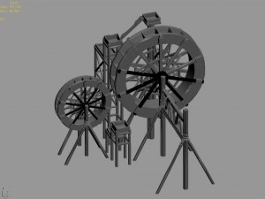 mountain village - waterwheel 156 3D-Modell
