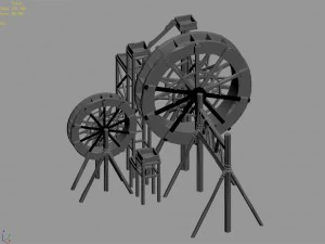 mountain village - waterwheel 156 3D Model