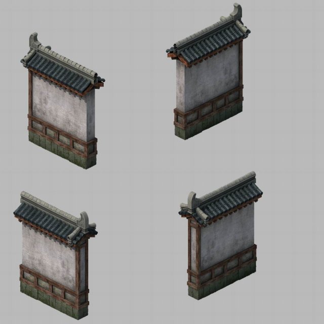 courtyard - wall 2704 3D Model .c4d .max .obj .3ds .fbx .stl .blend 