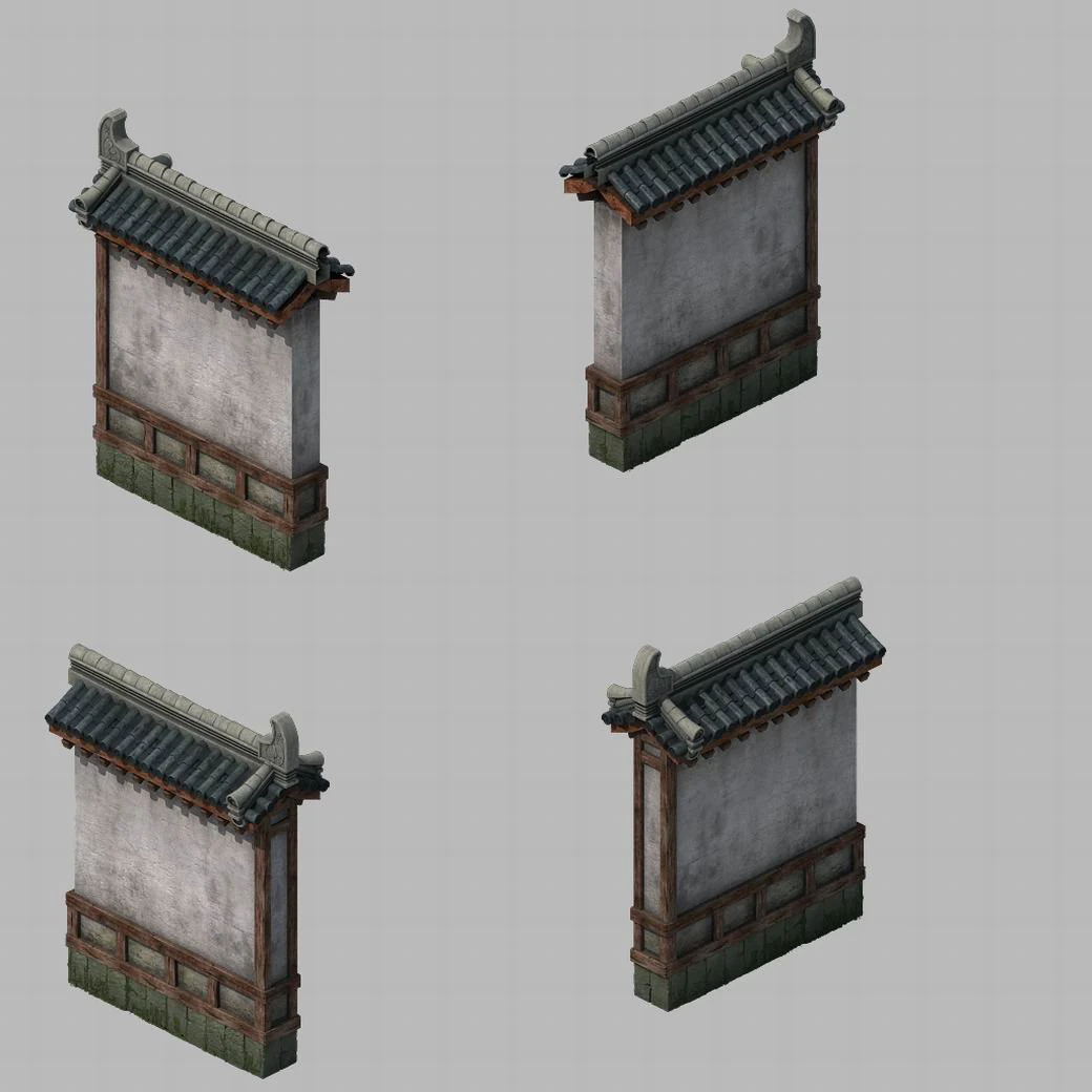 courtyard - wall 2704 3D Model .c4d .max .obj .3ds .fbx .stl .blend