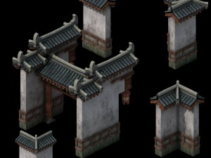courtyard - fence - wicket 01 3D Model