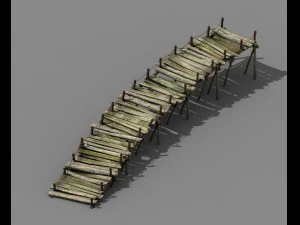 explore as montanhas - ponte de madeira 01 Modelo 3D