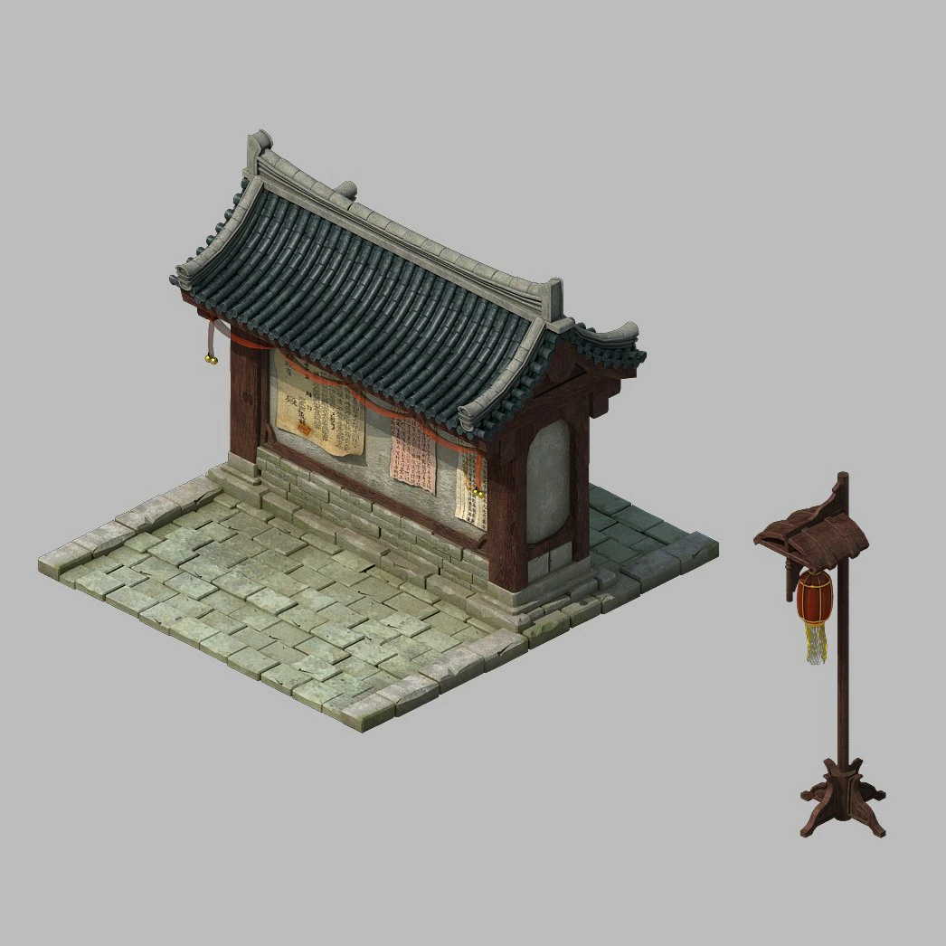 tang dynasty - city - bulletin board 01 3D Model .c4d .max .obj .3ds .fbx .stl .blend 