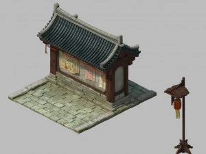 Династия Тан - город - доска объявлений 01 3D Модель