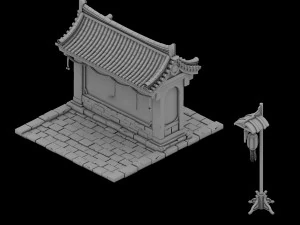 tang dynasty - city - bulletin board 01 3D Model