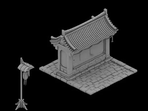 tang dynasty - city - bulletin board 01 3D Model