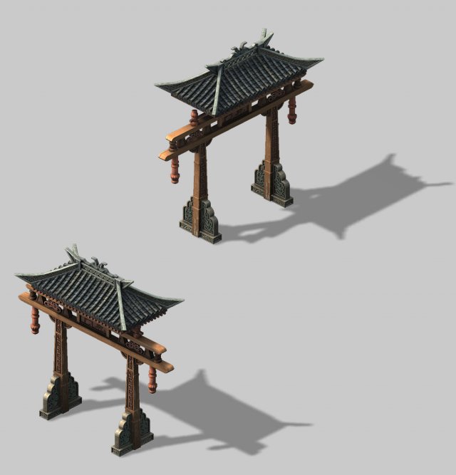 tang dynasty - city archway 02 3D Model .c4d .max .obj .3ds .fbx .stl .blend 