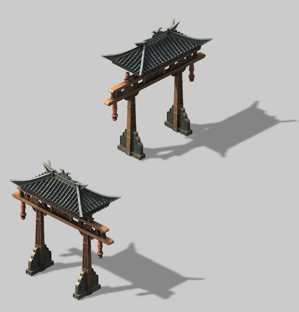 tang dynasty - city archway 02 3D Model .c4d .max .obj .3ds .fbx .stl .blend 