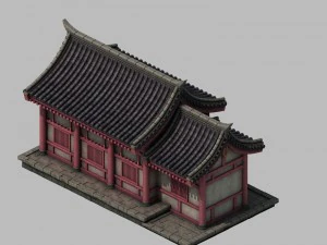 唐代の建物 - 部屋01付き 3Dモデル