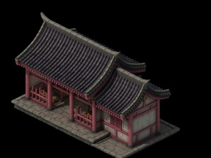 tang dynasty building - with room 02 Modelo 3D