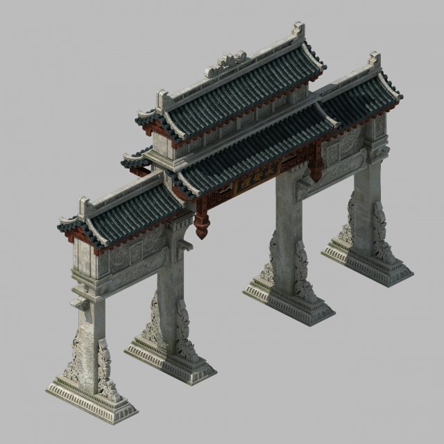 tang dynasty - architecture - archway 3Dモデル .c4d .max .obj .3ds .fbx .stl .blend 