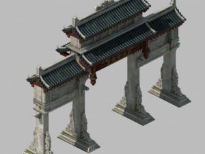 tang dynasty - architecture - archway 3D-Modell