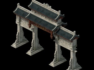 tang dynasty - architecture - archway 3Dモデル