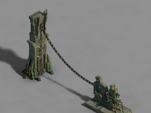 sky city - bronze - statue 01 3D Model