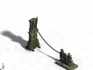 sky city - bronze - statue 01 3D Model