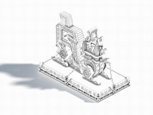 sky city - bronze - statue 02 3D Model