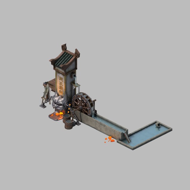 blacksmith shop - steel stove 01 3D Model .c4d .max .obj .3ds .fbx .stl .blend