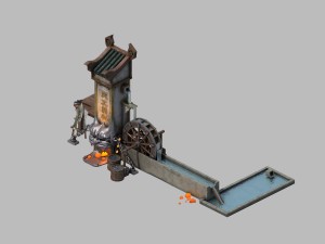 blacksmith shop - steel stove 01 3D Model