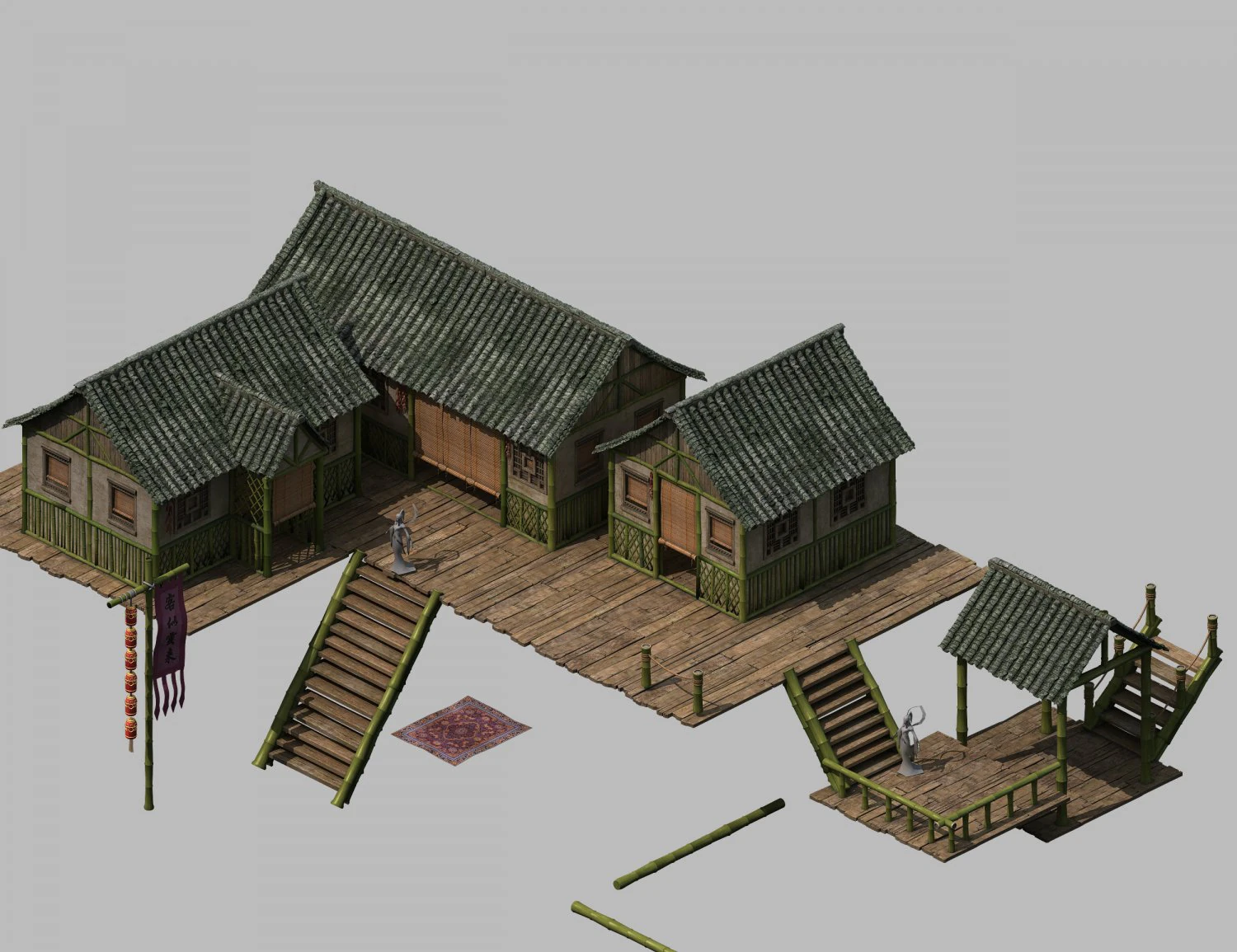 tongtianhe - building - bamboo house 3D Model .c4d .max .obj .3ds .fbx .stl .blend 
