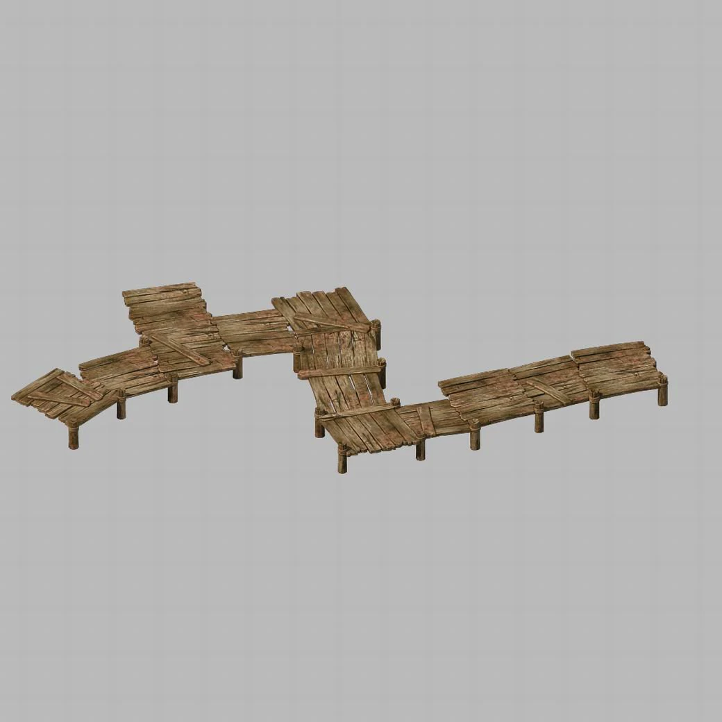tongtianhe - wooden bridge 01 3D Model .c4d .max .obj .3ds .fbx .stl .blend 