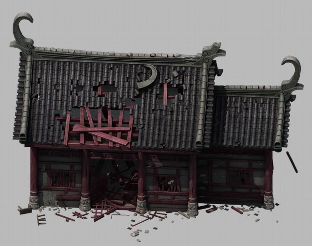 tongtianhe - broken house 01 3D Model .c4d .max .obj .3ds .fbx .stl .blend 