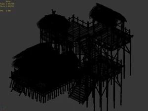 tongtianhe - fishing village - thatched cottage 01 3D Model