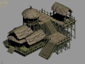 tongtianhe - fishing village - thatched cottage 01 Modelo 3D