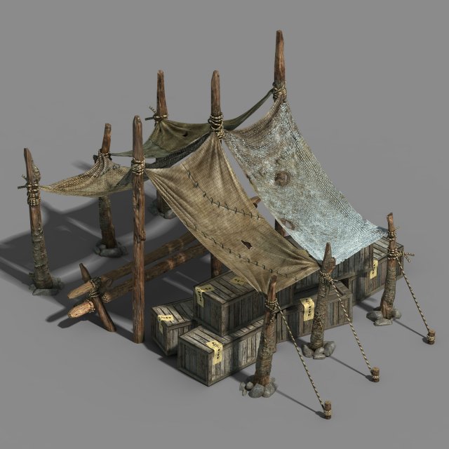 universal objects - prairie - horse shed 3D Model .c4d .max .obj .3ds .fbx .stl .blend 