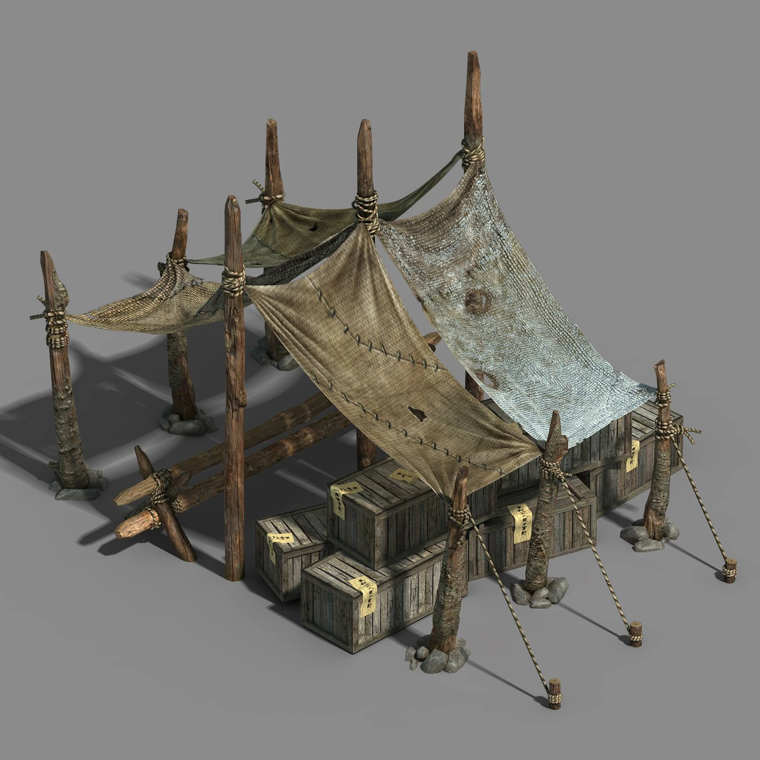 universal objects - prairie - horse shed 3D Model .c4d .max .obj .3ds .fbx .stl .blend 