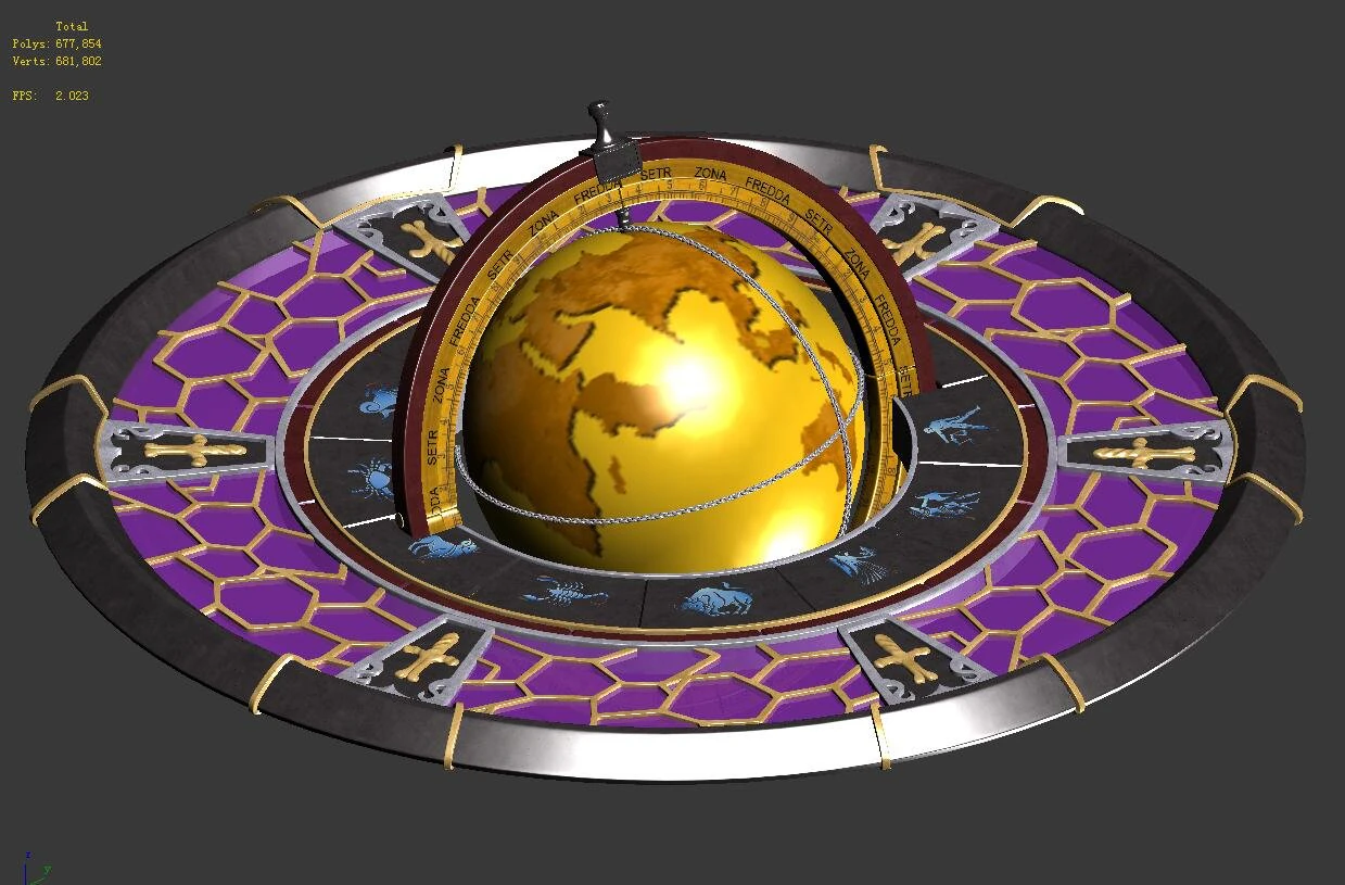 도서관 - 큰 지구본 01 3D 모델 .c4d .max .obj .3ds .fbx .stl .blend 