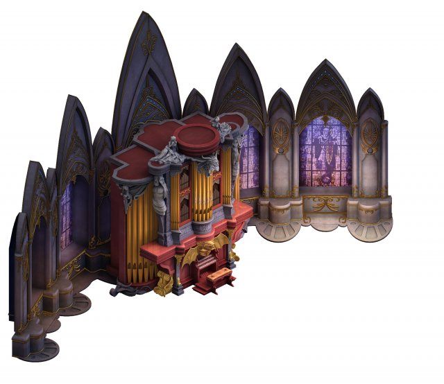 library - grand organ 01 3D Модель .c4d .max .obj .3ds .fbx .stl .blend 