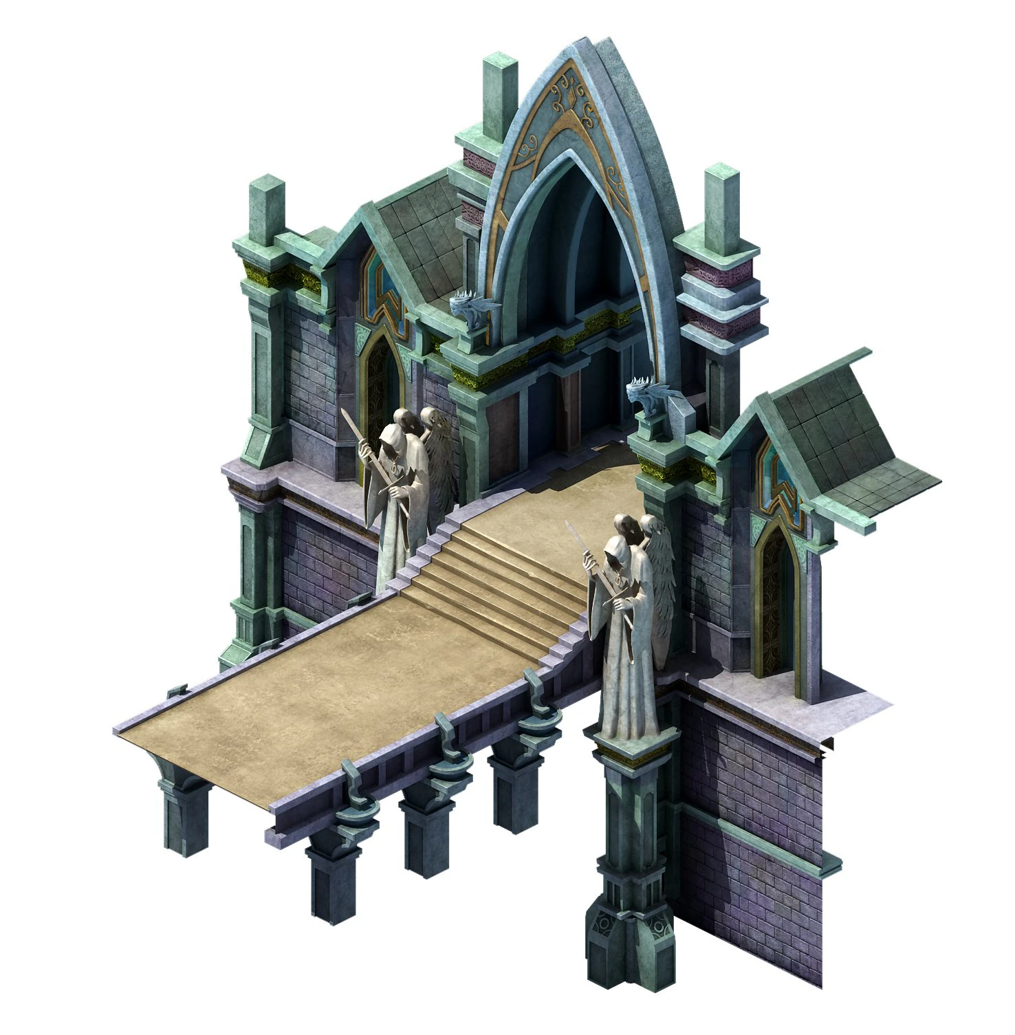 library - entrance gate 01 3D Model .c4d .max .obj .3ds .fbx .stl .blend 