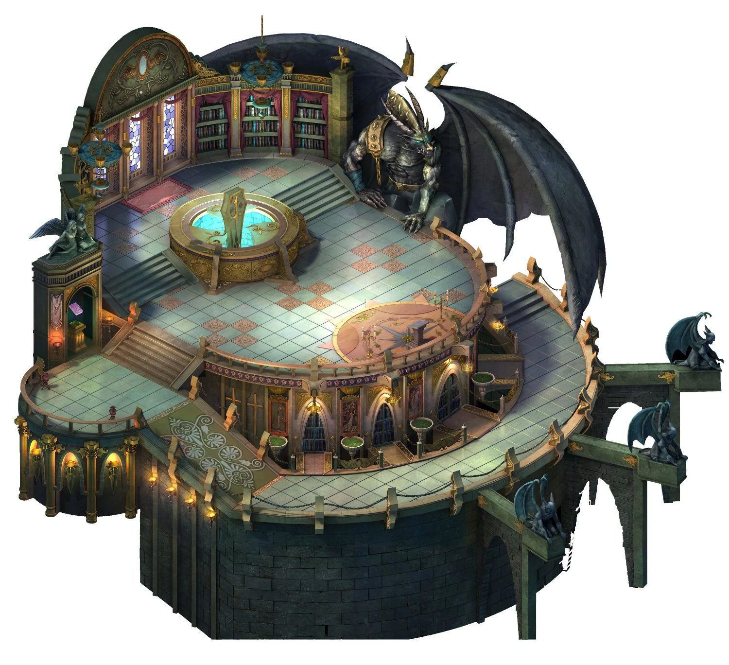 library - roundroom 02 3D Model .c4d .max .obj .3ds .fbx .stl .blend 