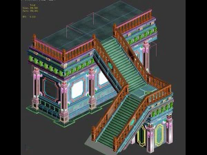 library - corner staircase 01 3D Model