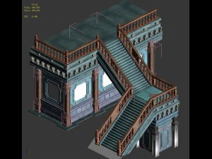 library - corner staircase 01 3D Model