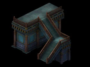 library - corner staircase 01 3D Model