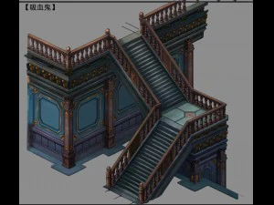 library - corner staircase 01 3D Model