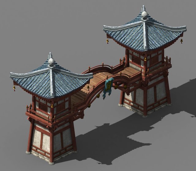 journey to the west - gatehouse 3D Модель .c4d .max .obj .3ds .fbx .stl .blend 