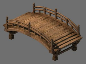 perjalanan ke barat - jembatan kayu 01 Model 3D