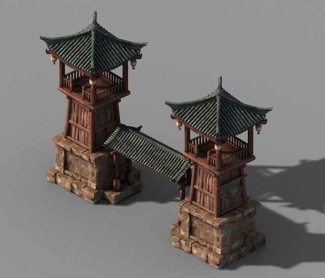 journey to the west - entrance building 01 3D मॉडल .c4d .max .obj .3ds .fbx .stl .blend