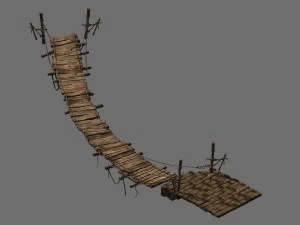 jornada para o oeste - ponte suspensa na montanha Modelo 3D