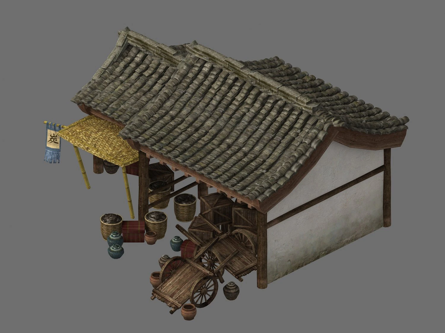 journey to the west - charcoal shop 3D Model .c4d .max .obj .3ds .fbx .stl .blend 