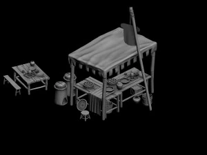 small vendors - bread shop 01 3D Model