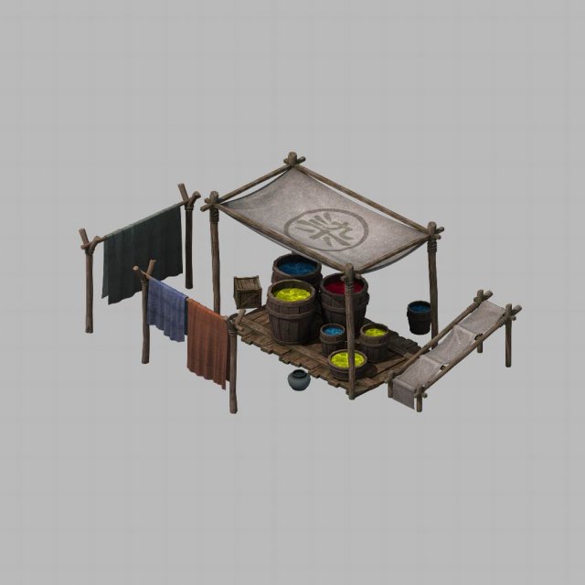 small vendors - dye cloth square 01 3D Модель .c4d .max .obj .3ds .fbx .stl .blend 