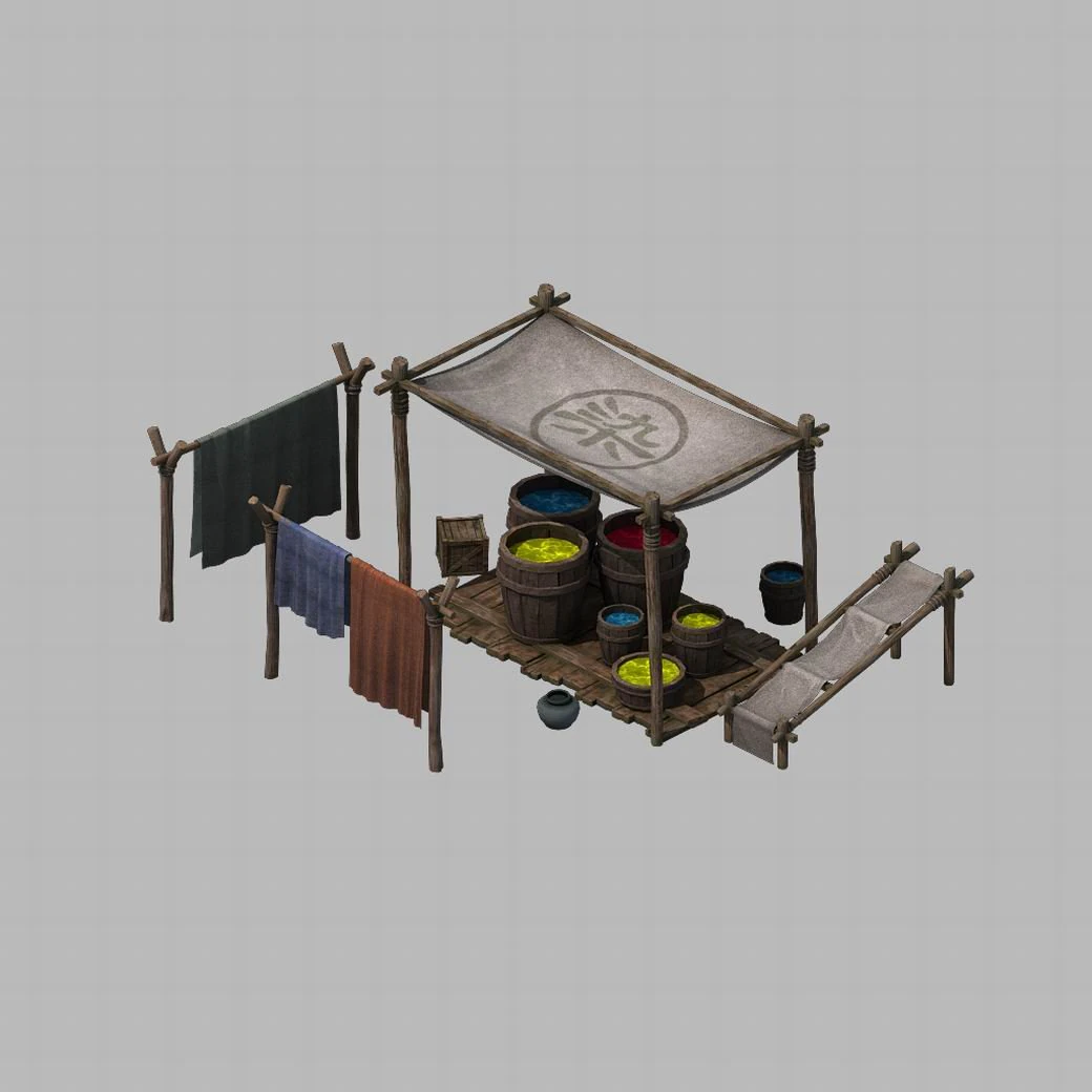 small vendors - dye cloth square 01 3D Model .c4d .max .obj .3ds .fbx .stl .blend 