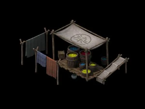small vendors - dye cloth square 01 3D Model