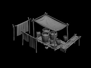 small vendors - dye cloth square 01 3D Model