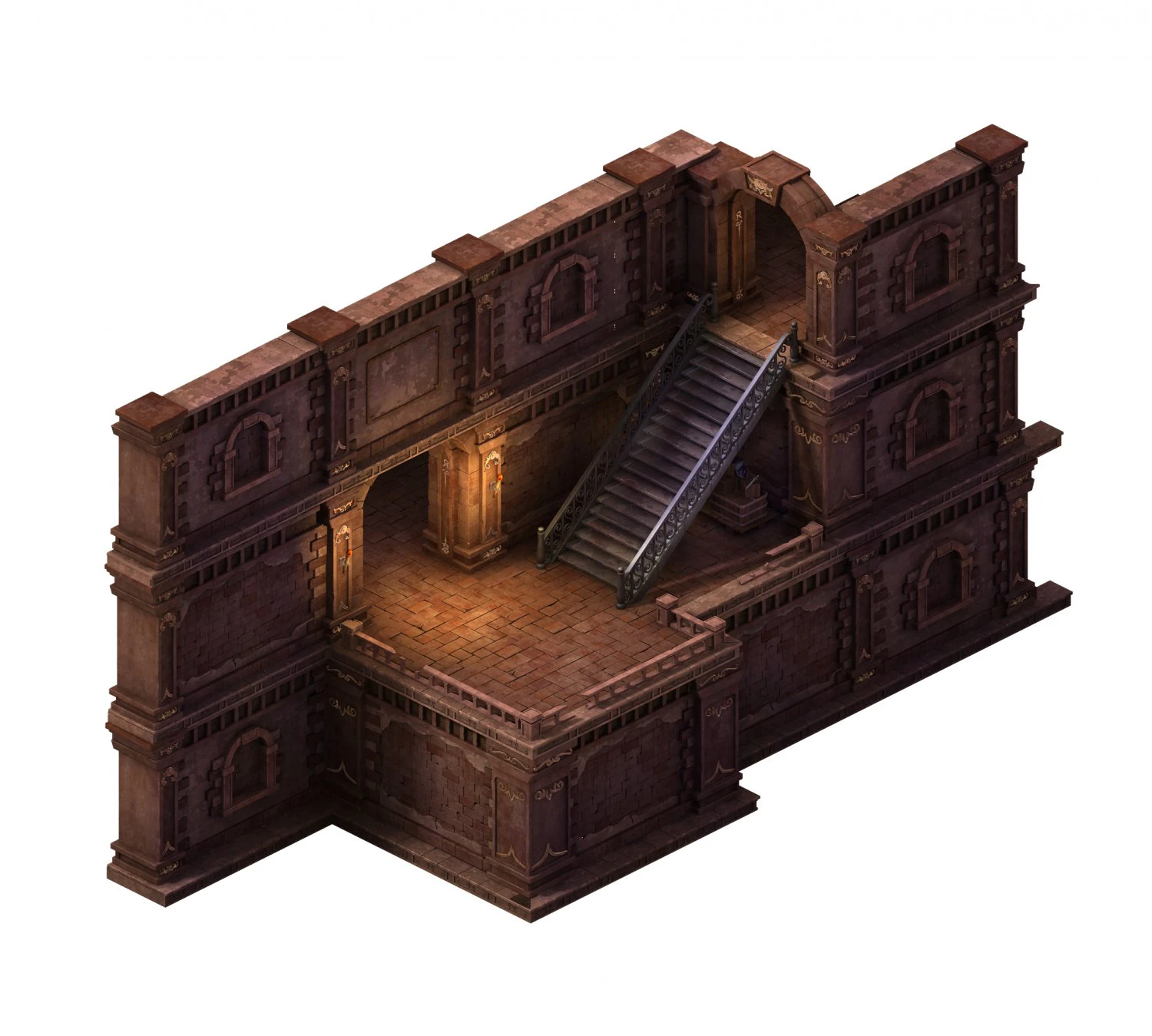 evil creatures - walls - stairs 01 3D Model .c4d .max .obj .3ds .fbx .stl .blend 