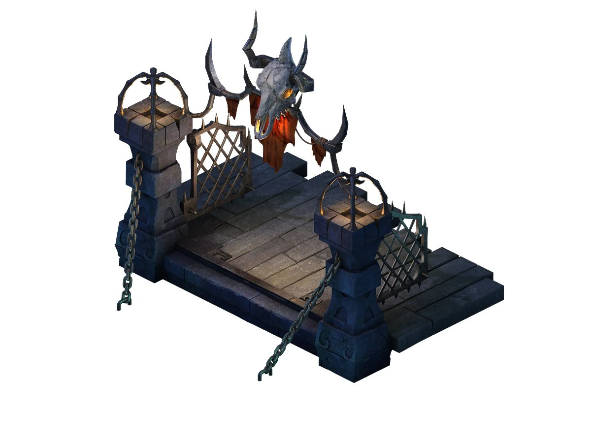evil creatures - iron doors - skeletons 3D Model .c4d .max .obj .3ds .fbx .stl .blend