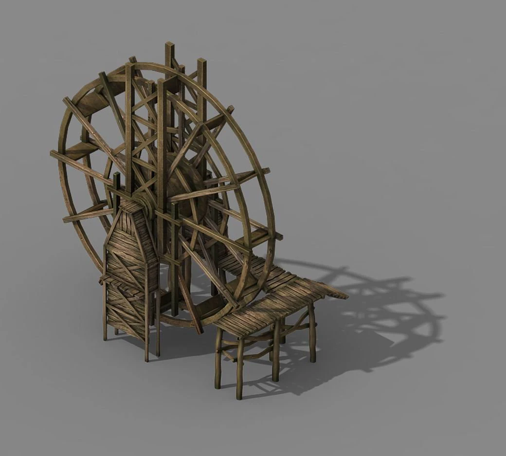 new village - water windmill 3D Model .c4d .max .obj .3ds .fbx .stl .blend